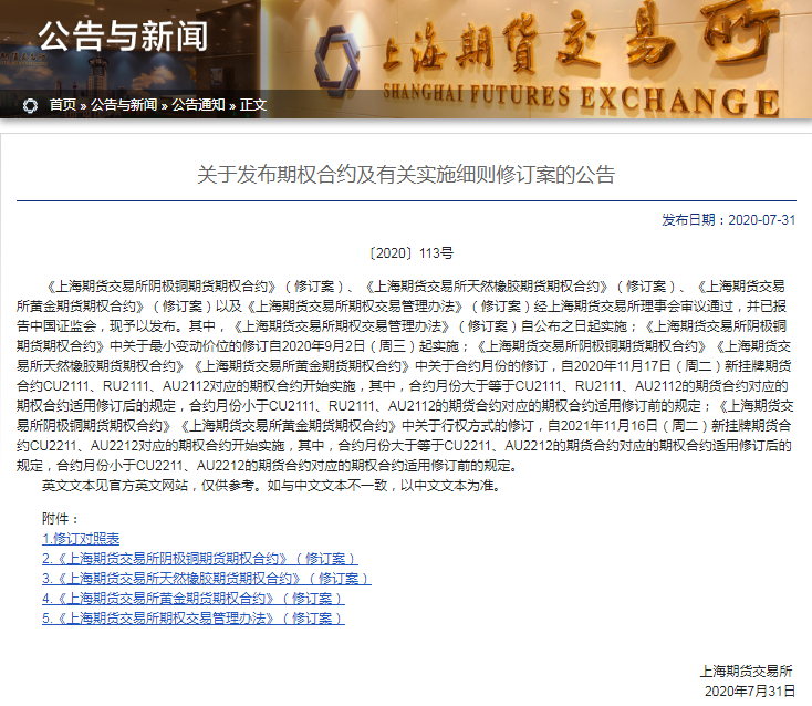 铜期权修订介绍